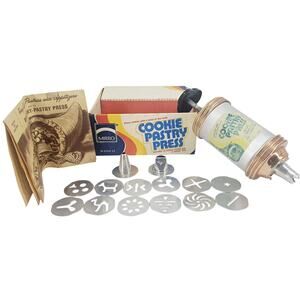 Mirro Cookie Pastry Press With Box 12 Discs 3 Tips Direction Recipe Book 0358-22